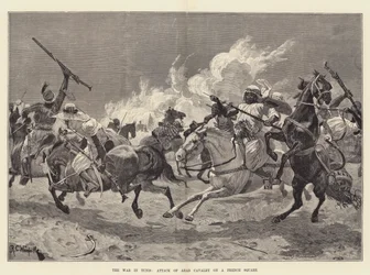 The War in Tunis, Attack of Arab Cavalry on a French Square